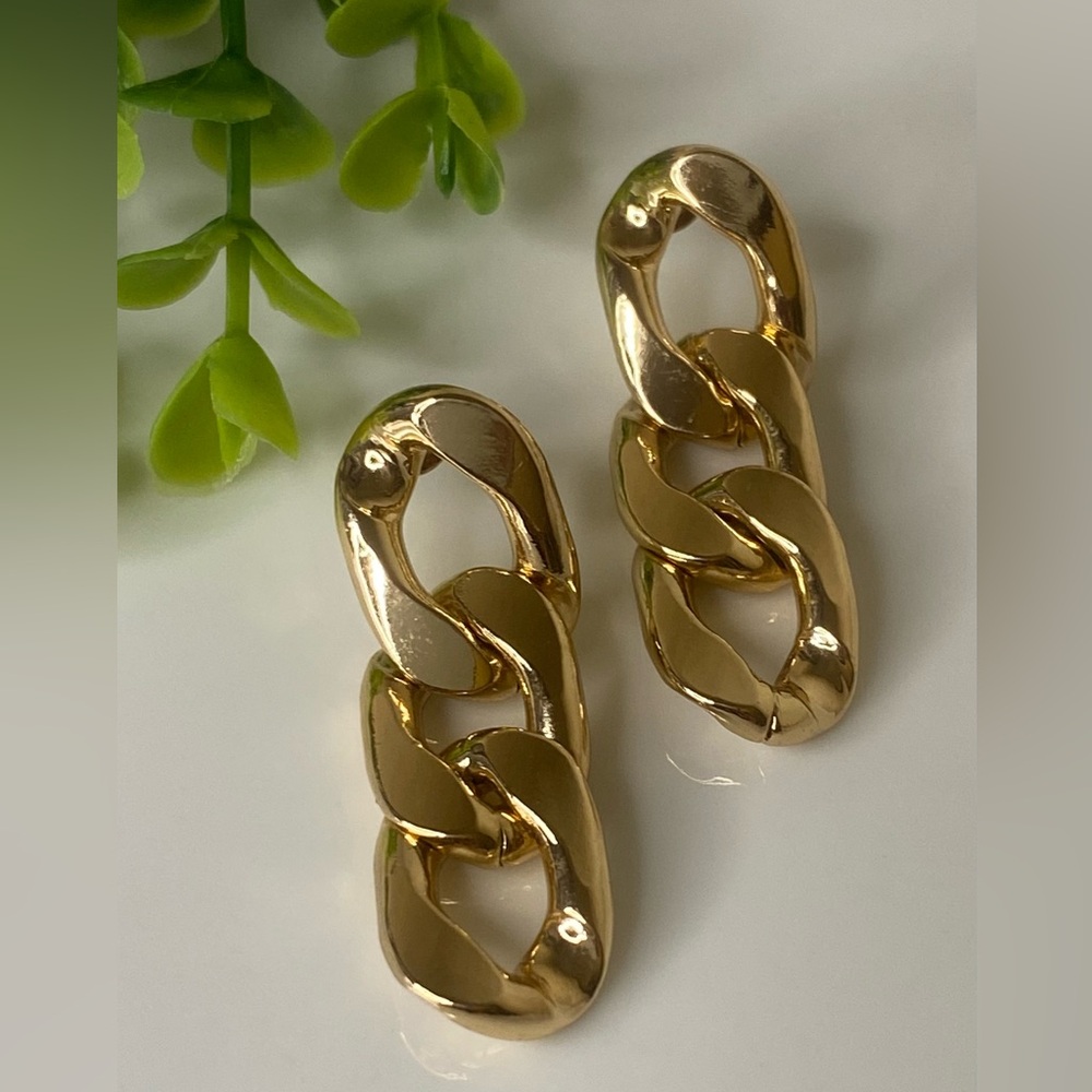 Minimalist Chunky Drop Chain 18kt Gold Plated  Earring